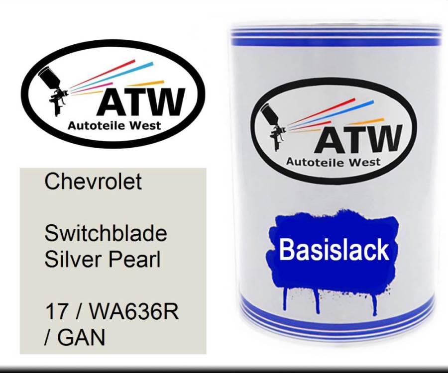 Chevrolet, Switchblade Silver Pearl, 17 / WA636R / GAN: 500ml Lackdose, von ATW Autoteile West.
